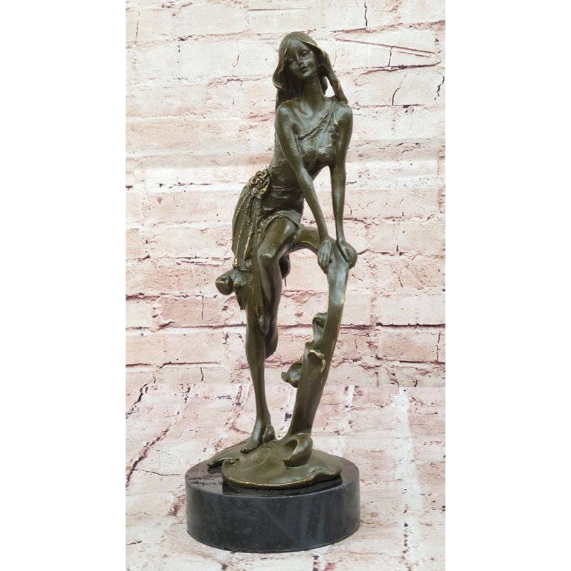 Sculpture Art Nouveau bronze sur balançoire - base en marbre