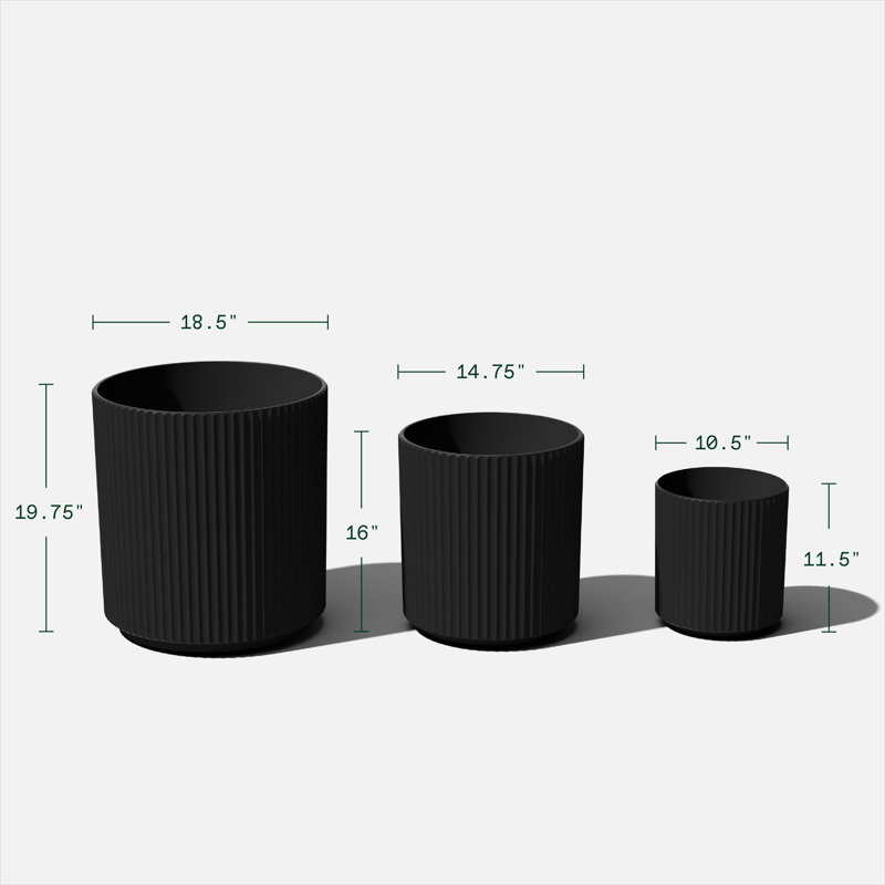Demi Series Round Planter Set of 3, Black