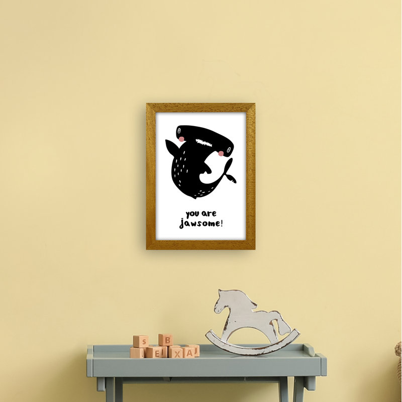 Shark by Miniofmine - Print, 34cm H x 25cm W x 3cm D, Brown Framed