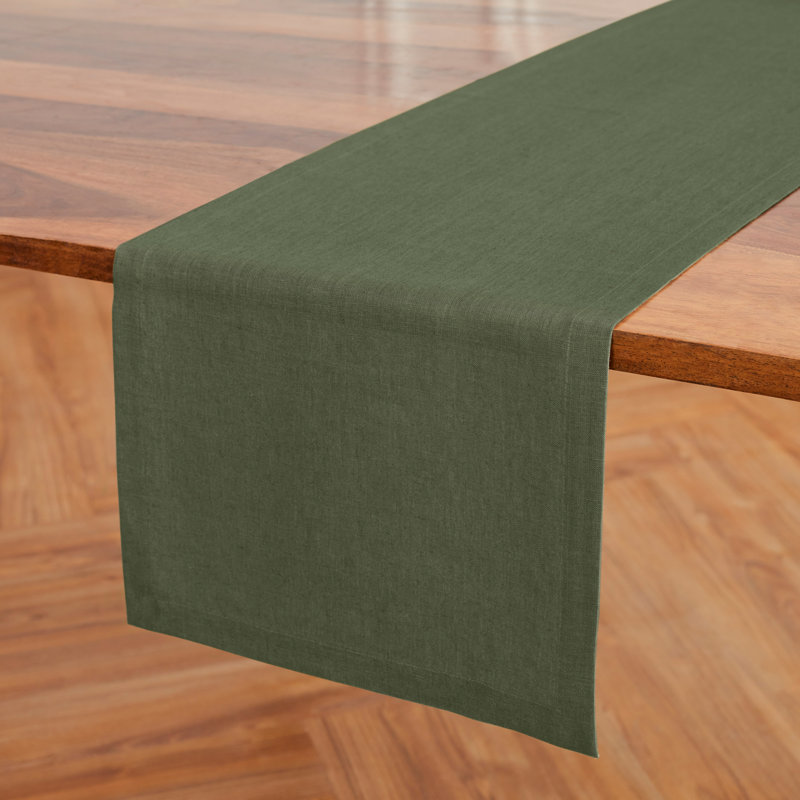 Diana - 100% Pure Linen Table Runner, 90" x 14", Desert Green