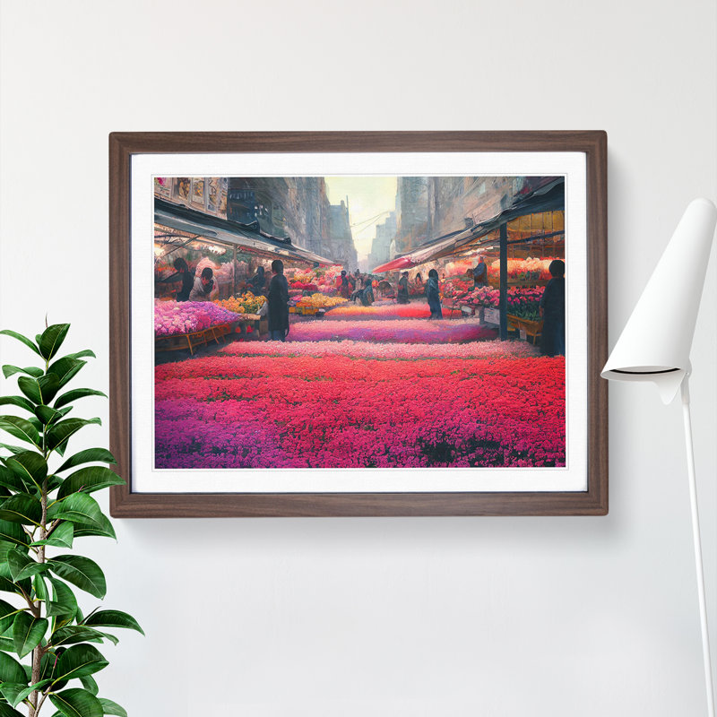 A Flower Market Vol.1 - Single Picture Frame Print, Walnut Framed, 46cm H x 64cm W x 2cm D