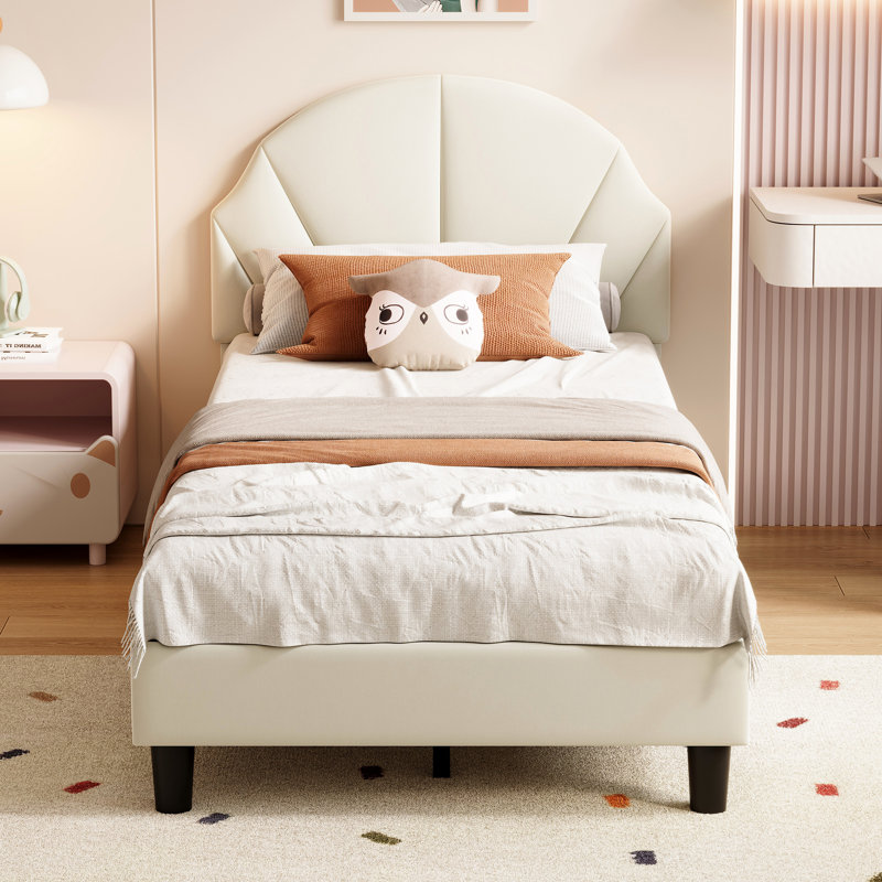 Solid Wood Bed, Beige