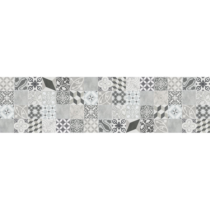 Adeline Vinyl Machine Printed Area Rug, Rectangle 2'7.5" x 9'10.1"