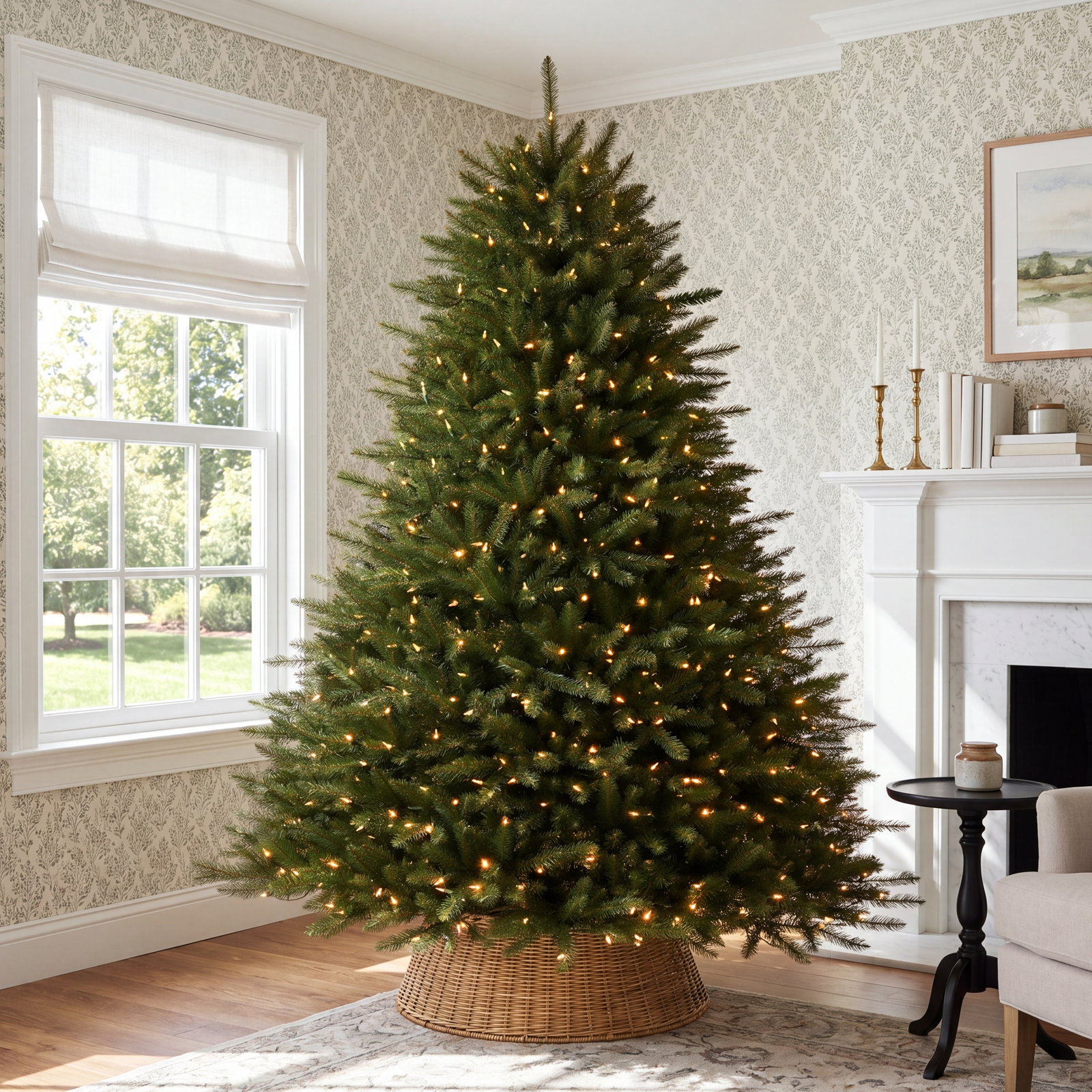 Flocked Pre-Lit Fir Christmas Tree, 7' H