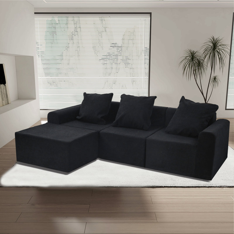 Canapé modulaire convertible convertible en microfibre, Noir antique