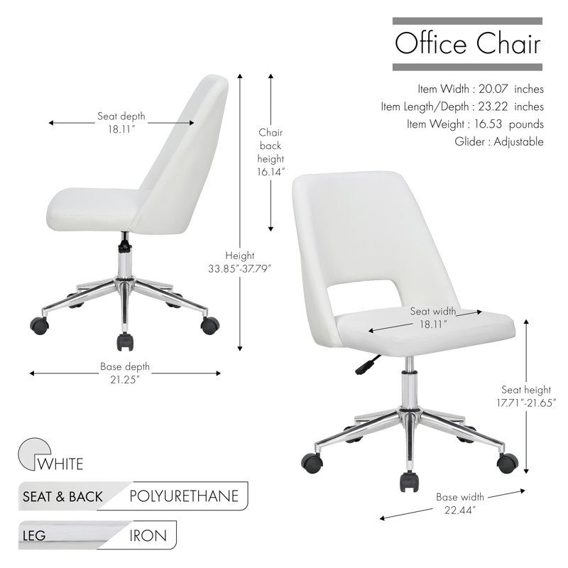 Chaise de travail Amboy, Blanc