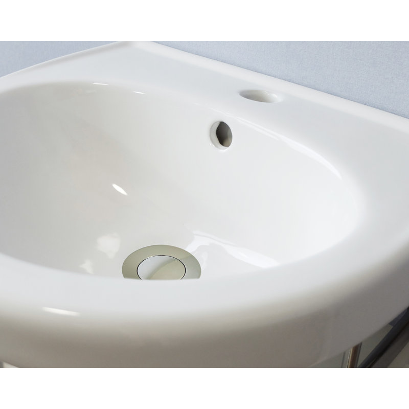QieRao 14.3'' White Ceramic Bathroom Sink with Overflow