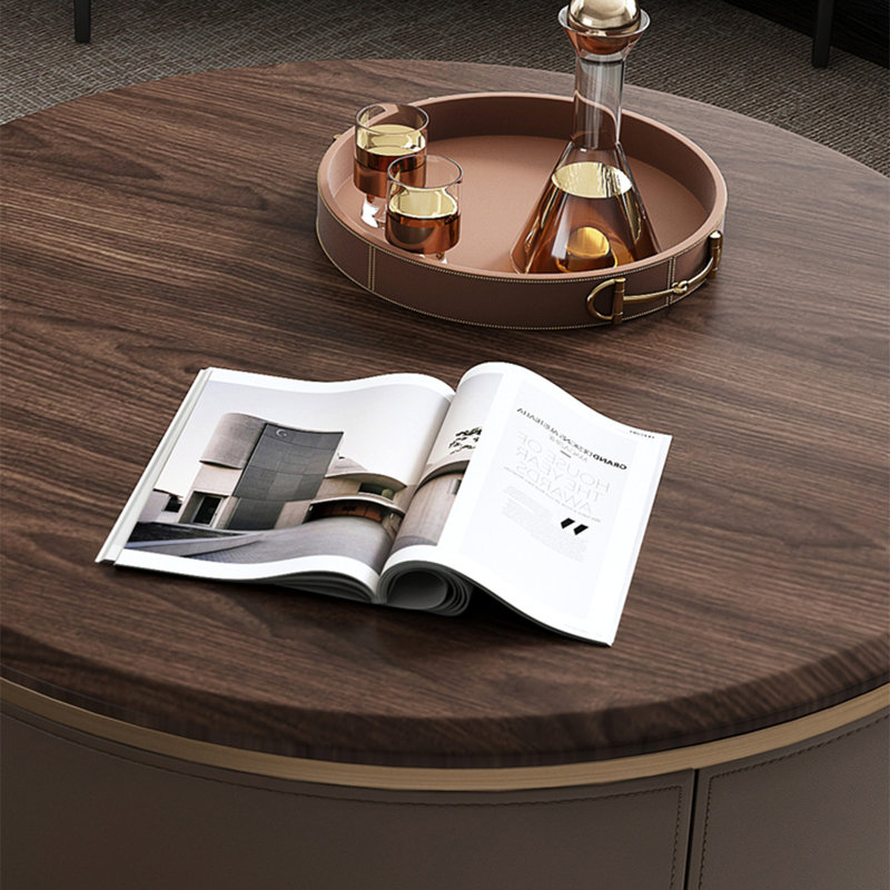 Table basse ronde de luxe légère, H 15,4 po x L 31,5 po x l 31,5 po