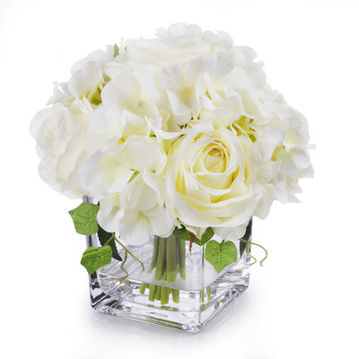 Hydrangea Flower Arrangement in Glass Vase