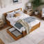 Lit plateforme en bois massif avec pieds de lit et tiroirs de rangement Orlando-96140402