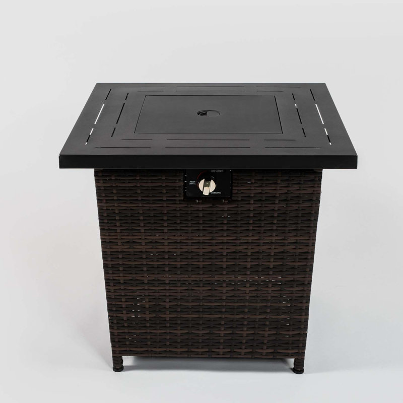 Hasudin Square Rattan Smokeless Fire Pit Table