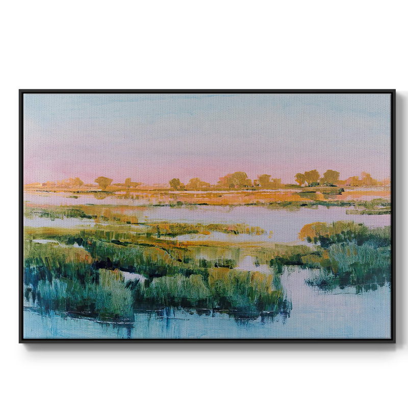 Marshland View I, reproduction d'art sur toile, H 17 po x l 25 po x P 2 po, Cadre noir