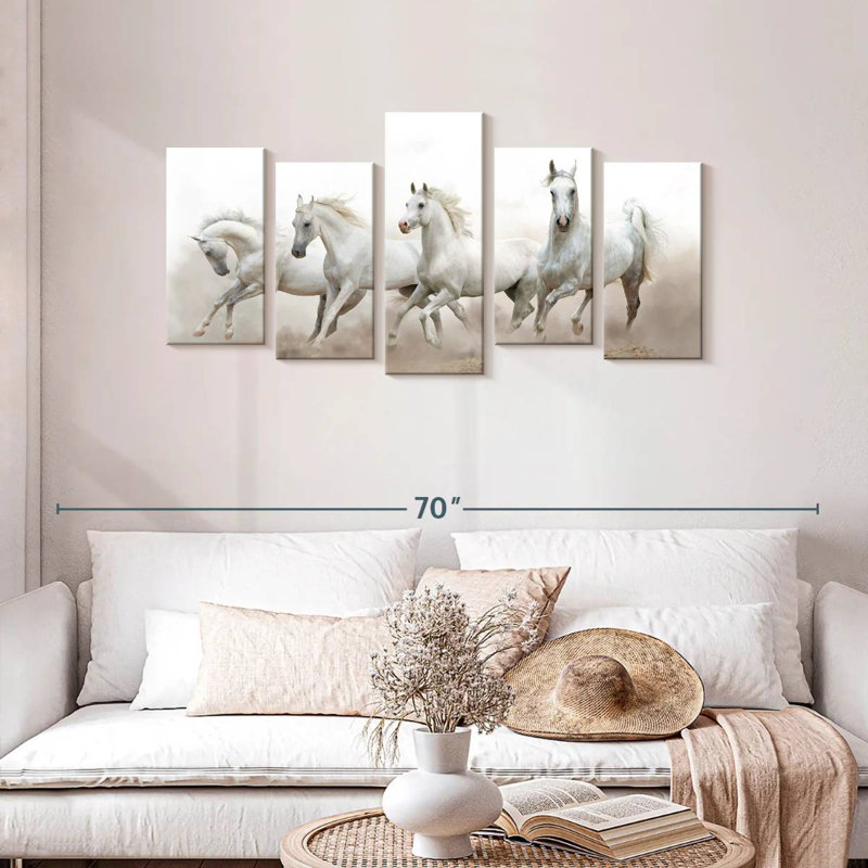 Brampt White Arabian Horses, 24'' H X 49'' W