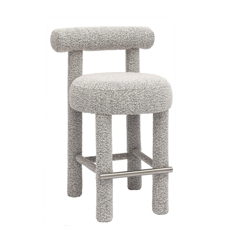 Lowther Carmel Performance Counter Stool, Boucle Black/White