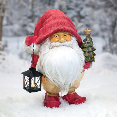 Éclairage avec statue de gnome des Fêtes