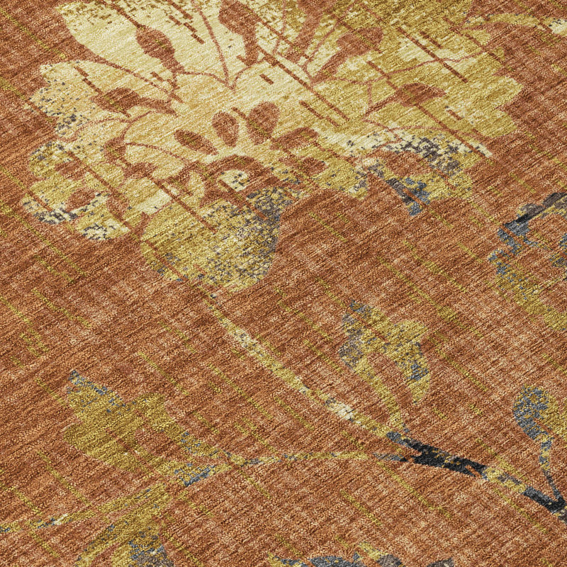 Machine Washable Indoor/Outdoor Chantille ACN2616 Floral Rug, Paprika, 2'6" x 3'10"