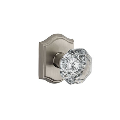 Crystal Privacy Door Knob with Traditional Arch Rose