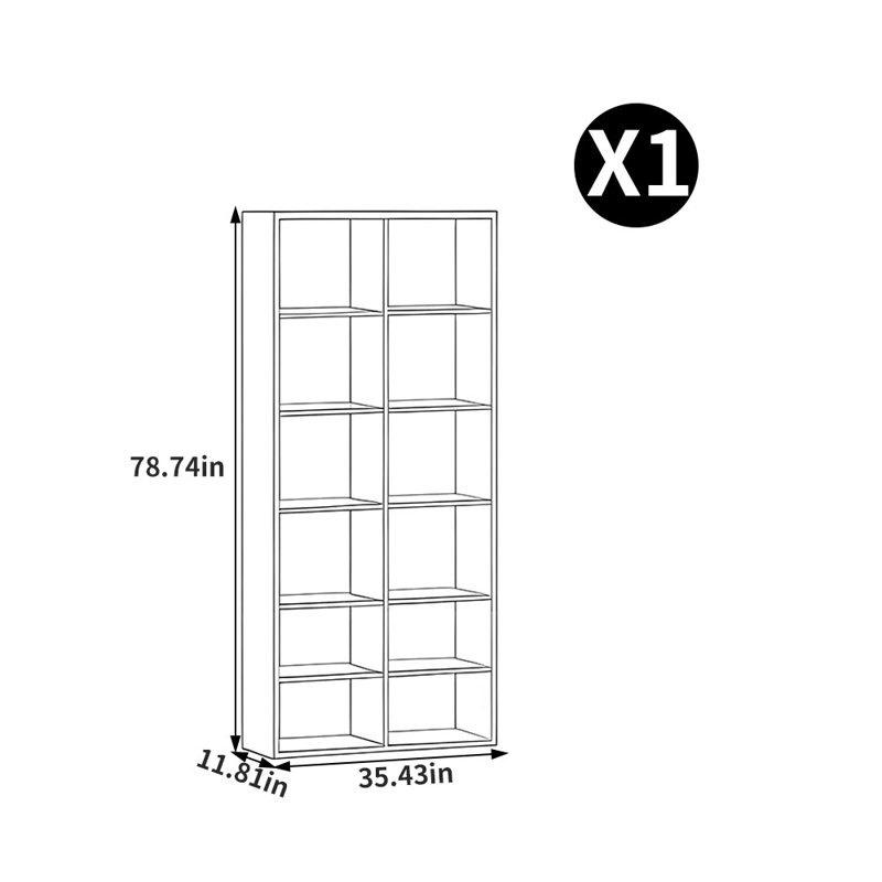 Allistir, (6 tablettes) H 78,74 po x l 35,43 po x P 11,81 po, Marron foncé