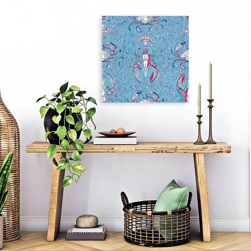 «Blue Lobster Crab Motif», impression d'art mural, H 24 po x l 24 po