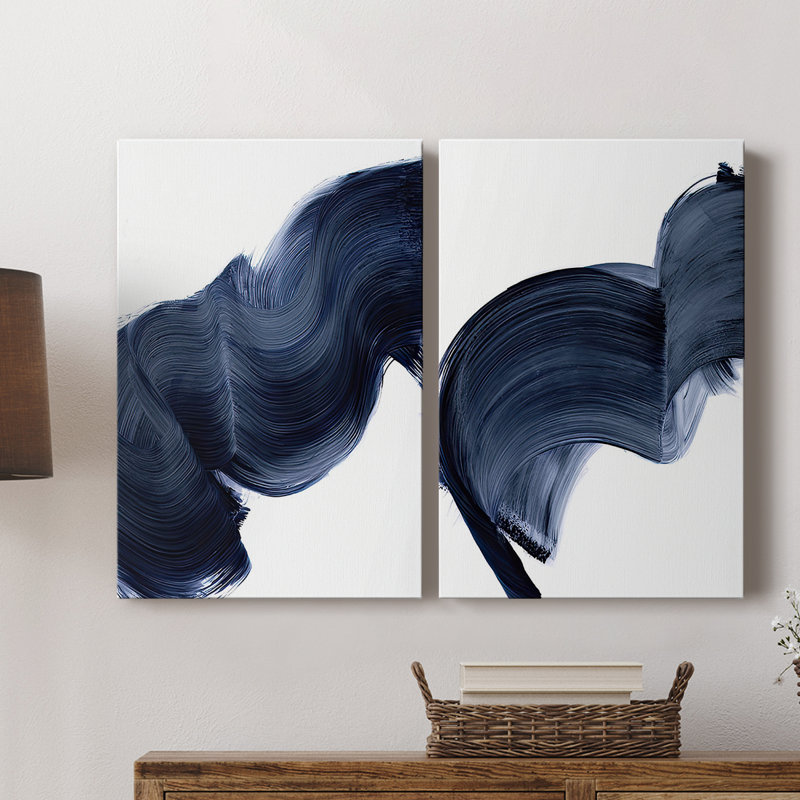 «Passing Waves III» - Toile tendue avec châssis de qualité supérieure - Prêt à être accroché, H 48 po x l 32 po
