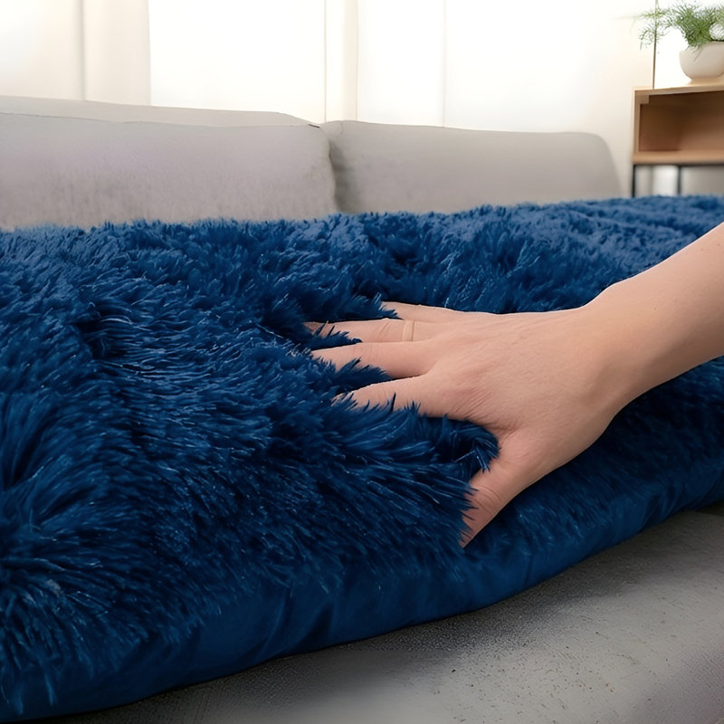 Oreiller de soutien Shaggy, Bleu marine