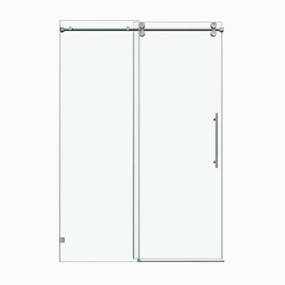 Porte de douche à panneau simple sans cadre l 50 à 54 po x H 60 po avec cadre en acier inoxydable nickel brossé et verre trempé de 3/8 po