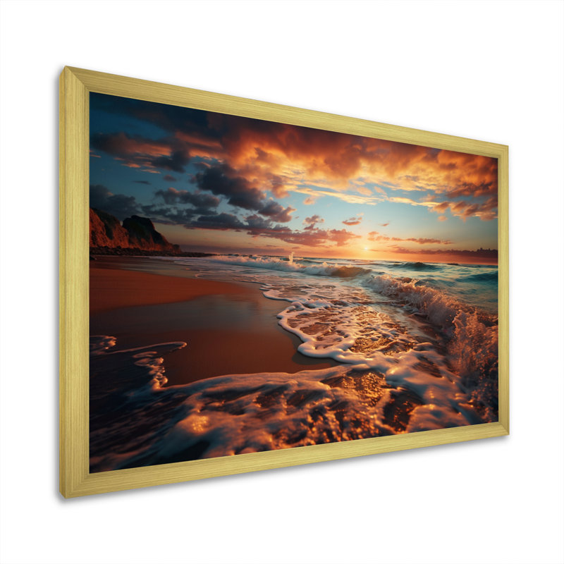 Golden Sands A Mesmerizing VI - Landscapes Wall Decor, H 24 po x l 32 po x P 1 po, Encadrement doré