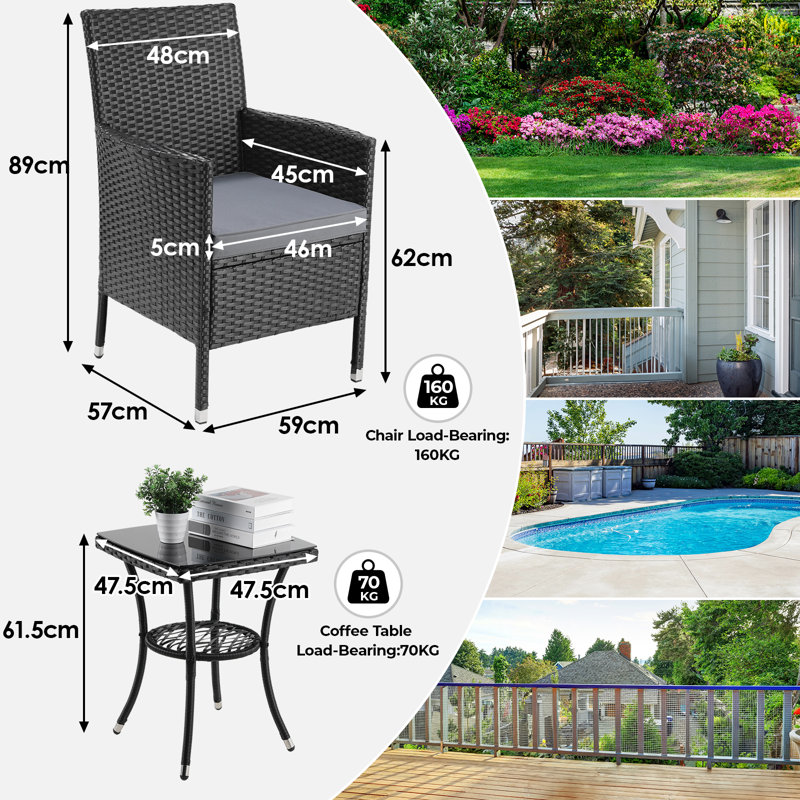 Annehild Wicker Patio Dining Set with Square Table , Cushions Included