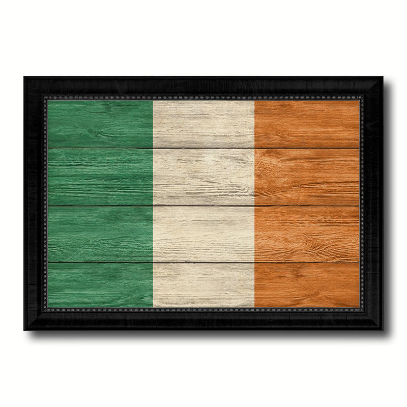 « ireland country flag », impression sur toile encadrée, H 15 po x l 21 po x P 1 po, Encadrement noir