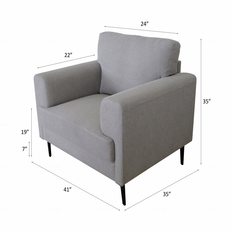 Chaise rembourrée en tissu de lin gris clair
