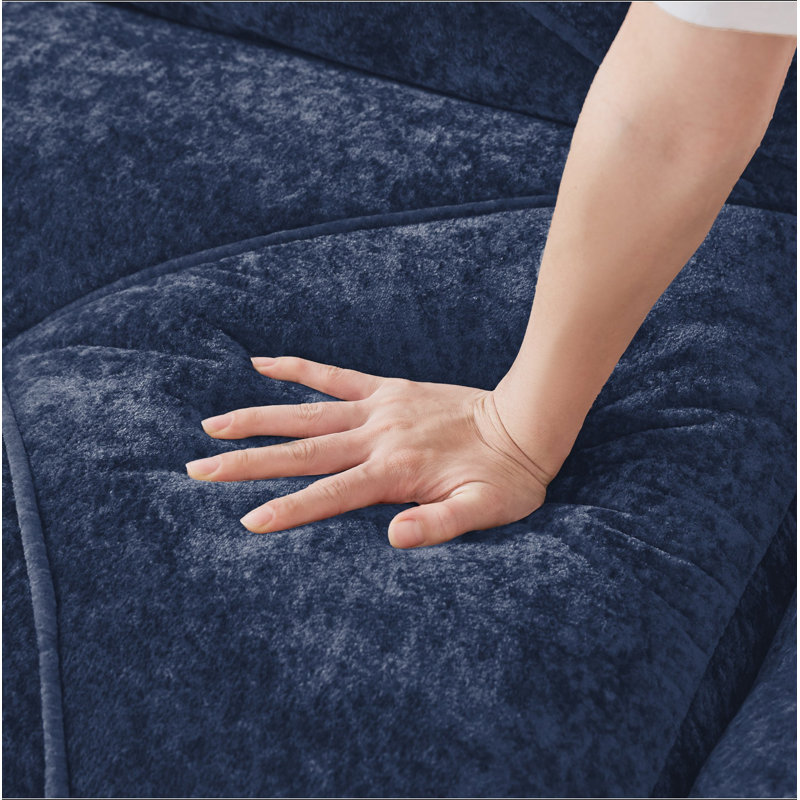 Canapé désossé en forme de U, tissu de velours doux, conception capitonnée, éponge haute densité 32D, aucun assemblage requis, conception ergonomique inférieure, conception antidérapante, repose-pieds mobiles pour les chambres à coucher