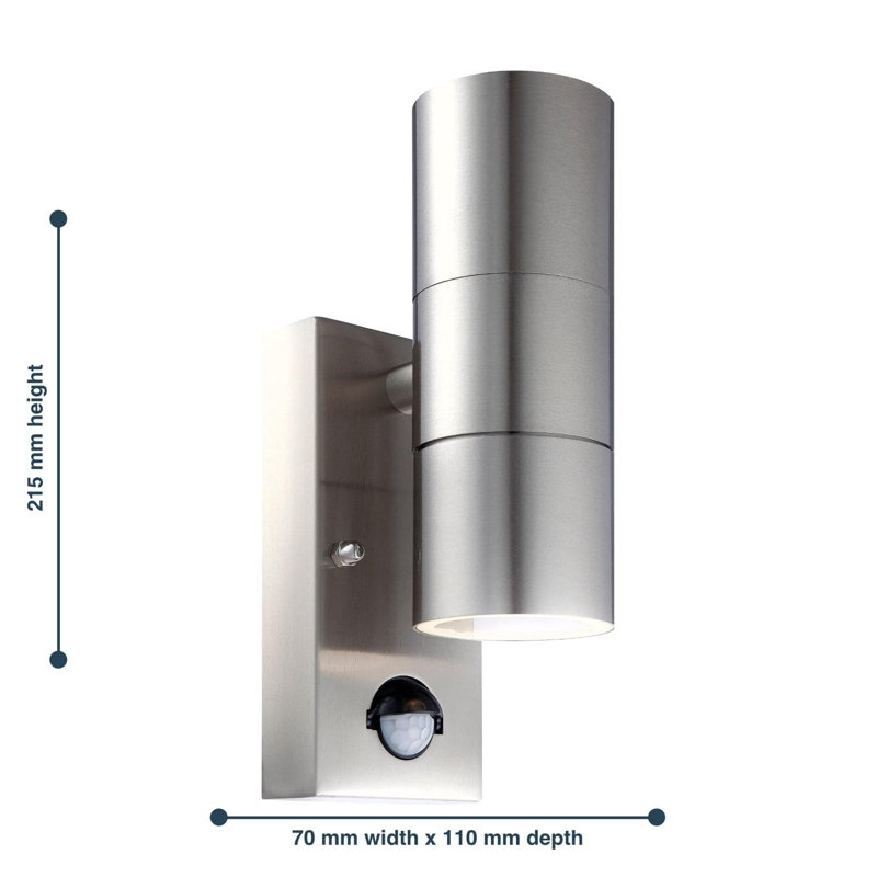Michale Outdoor Armed Sconce, Stainless Steel, 1 Light