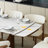 71"-95"Extendable Hobart Modern Dining Table For 6-10, Rectangular Sintered Stone Tabletop with Pedestal Base, Carbon Steel Leg-279556249-279556248