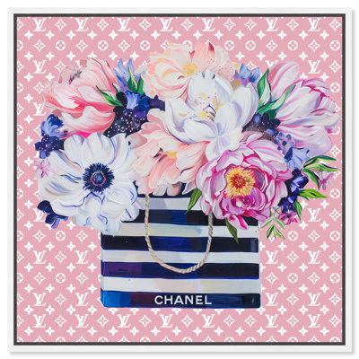 Lush Floral Shopping Bag Pink Canvas Glam Art Prints by Art Remedy