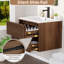Ensemble de meuble-lavabo mural 24 po avec lavabo et meuble-lavabo mural 24 po avec 2 tiroirs cannelés, glissières silencieuses, robinet et bonde réglable en noyer-2078089175