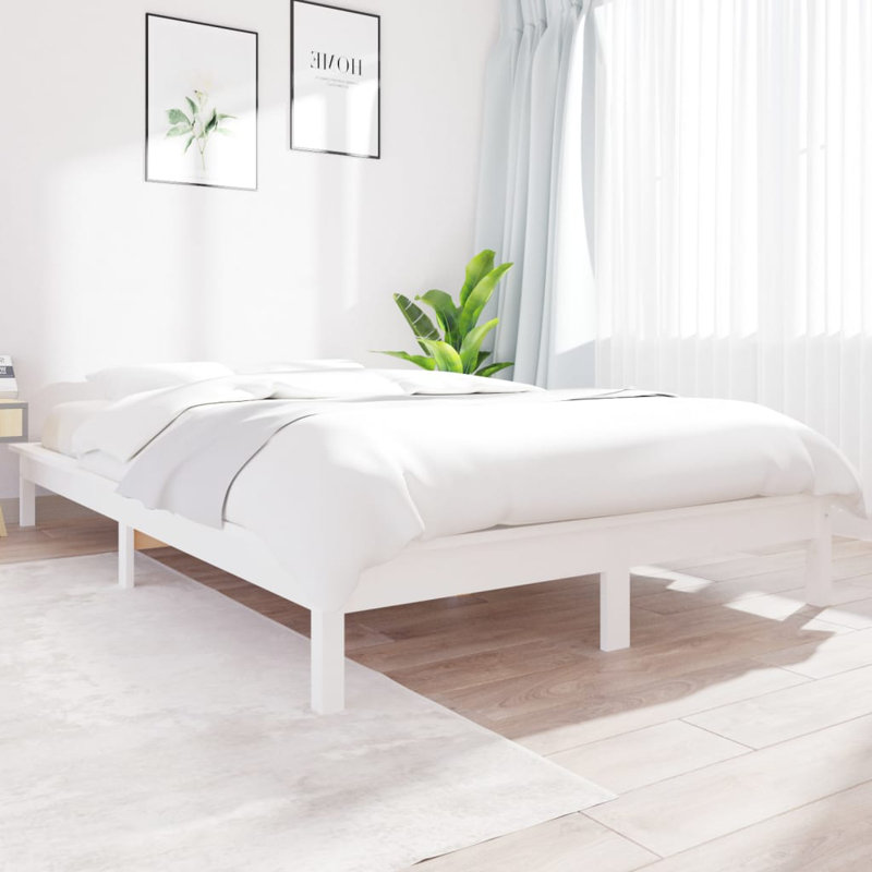Bed Frame Solid Wood, white, 180 x 200 cm