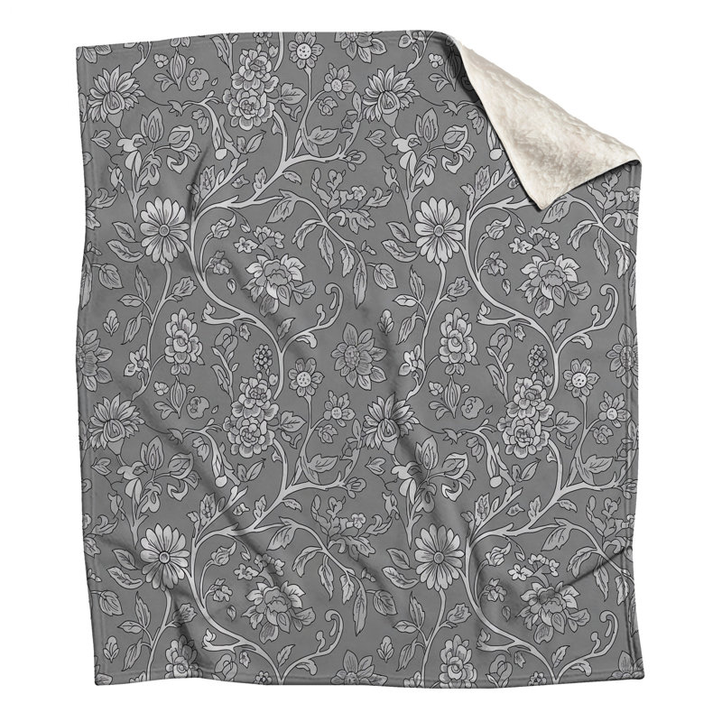 Couvertures à motif floral gris, 50in W x 60in H