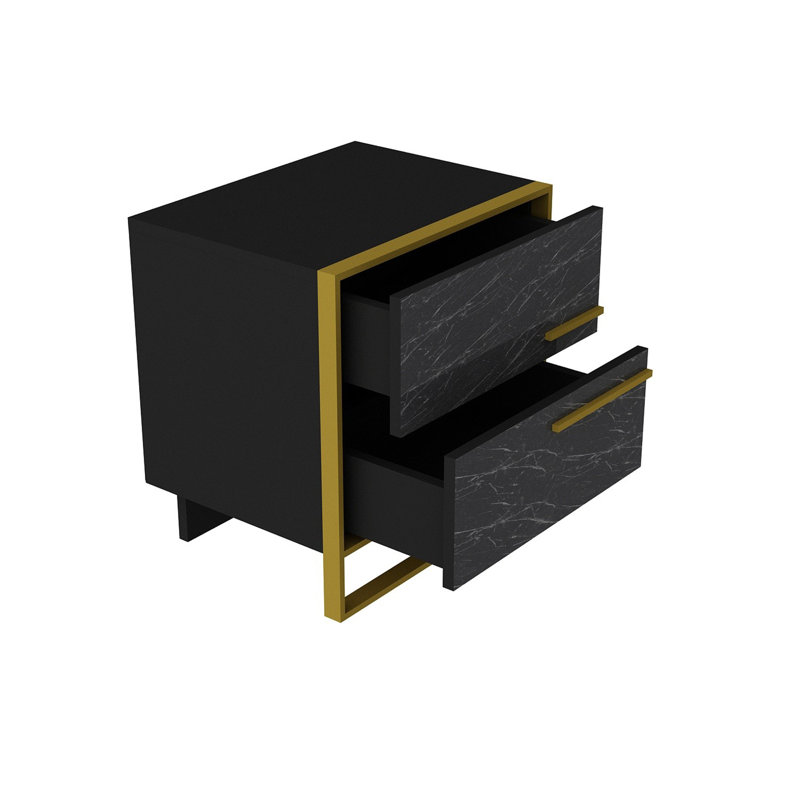 Mario 50cm W Bedside Table, Black