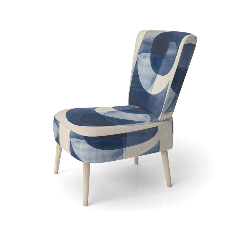 Abstract Shapes Accent Chair - Blue Minimal Curves III Side Chair, Side Chair Armless