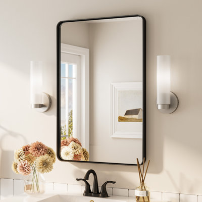 Bathroom Mirror with 1.2" Thick Aluminum Alloy Frame,Wall Mirror with Tempered Glass,Accent Mirror for Entryway,Dining Room,Bedroom