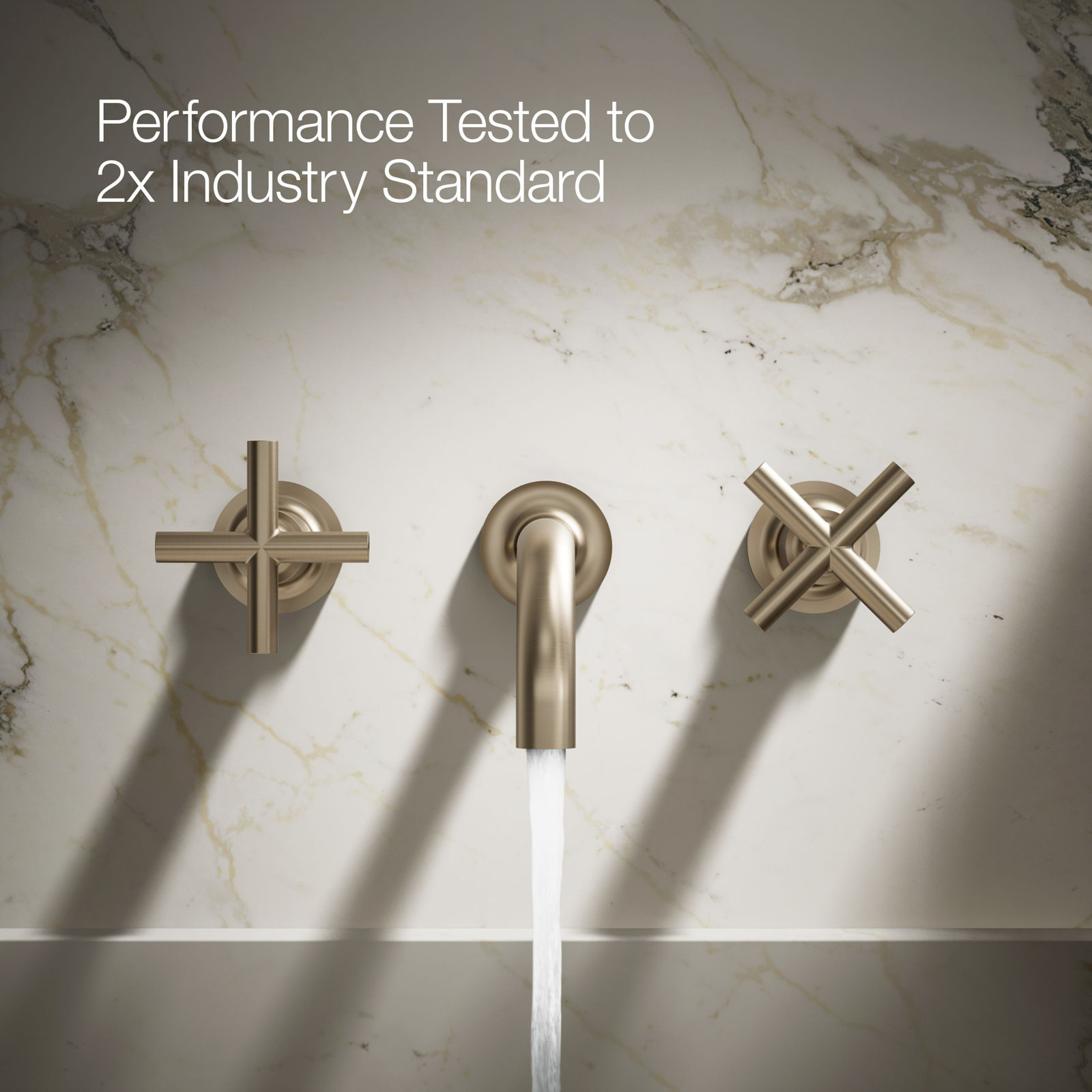 Purist Wall Mounted Bathroom Faucet, Vibrant Brushed Bronze, Cross Handle