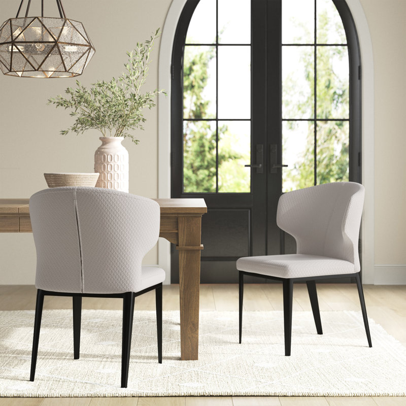 Nakia 18'' H Upholstered Parsons Chair, Beige Faux Leather