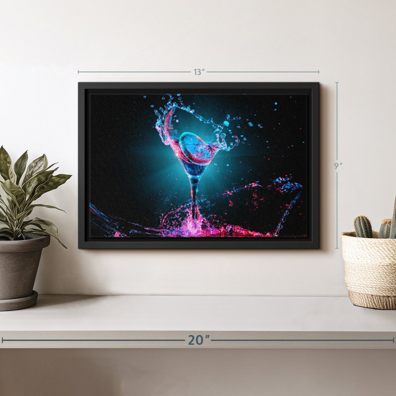 Neon Cocktail Canvas Print, 9" H x 13" W