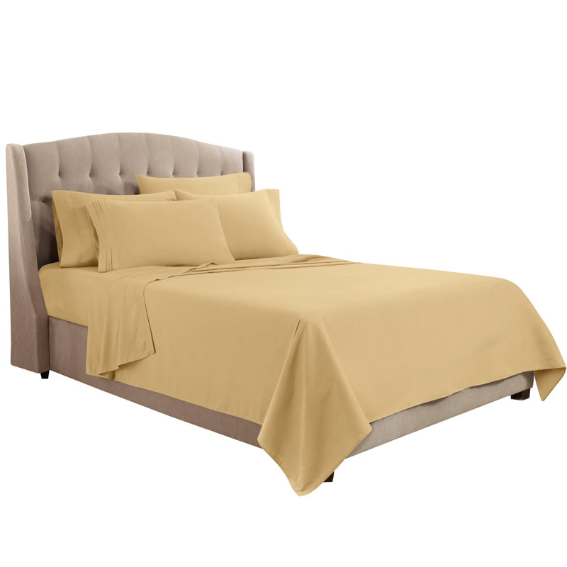 Microfiber Sheet Set, Camel Gold, Full Sheet Set + 1 Fitted Sheet + 4 Pillowcases