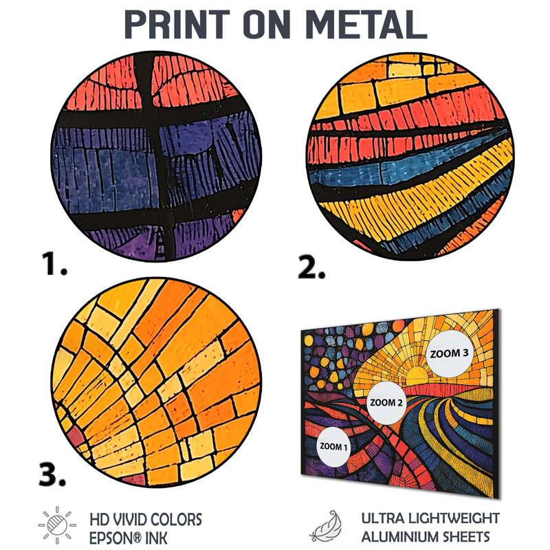 «Mosaic Meadow Optic Hoirizon I», impression d'art mural en métal sur prairie, H 28 po x l 60 po