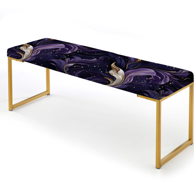 Deep Purple Wave Majesty Glam - Glam Upholstered Gold Bench