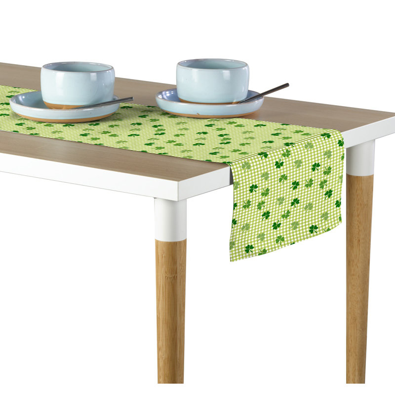 Chayla Shamrocks Gingham Check Table Runner, 72" x 12"