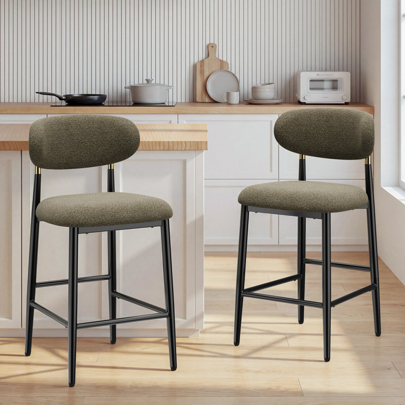 Tabouret de bar rembourré à hauteur de comptoir avec structure en métal, Brun