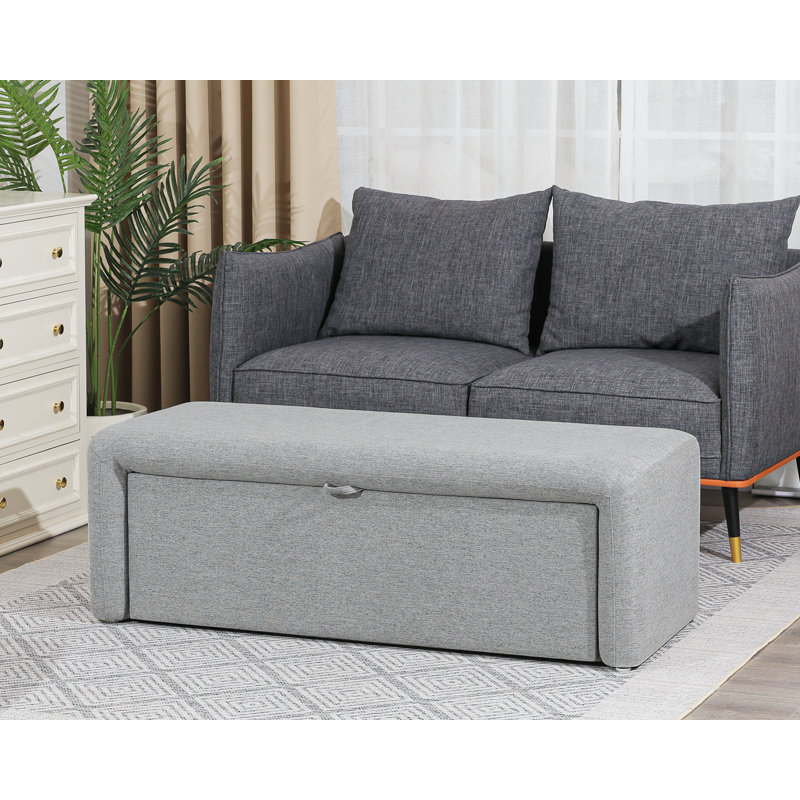 Banc de rangement avec repose-pieds 48 po, Gris
