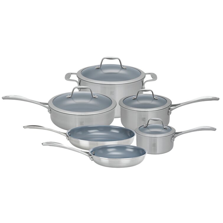 ZWILLING Spirit 3-ply 10-pc Stainless Steel Ceramic Nonstick Cookware Set 